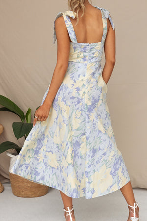 Vestido Midi Floral con Tirantes Anudados
