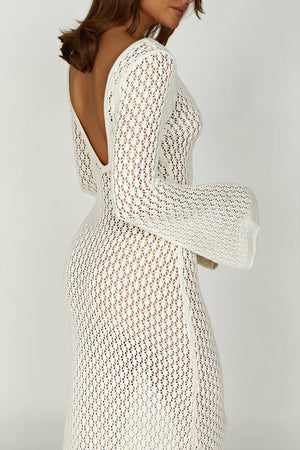 Vestido Maxi de Punto Calado con Aberturas