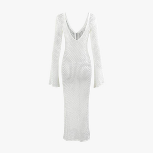 Vestido Maxi de Punto Calado con Aberturas