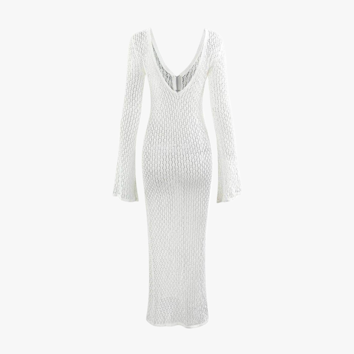 Vestido Maxi de Punto Calado con Aberturas