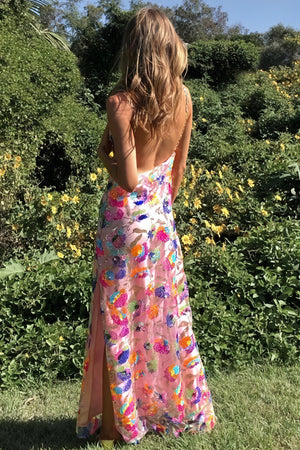 Vestido Floral Fluido con Espalda Descubierta