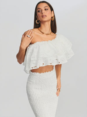 Conjunto Rústico Chic: Top Bardot y Falda Fluida