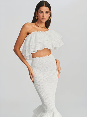 Conjunto Rústico Chic: Top Bardot y Falda Fluida