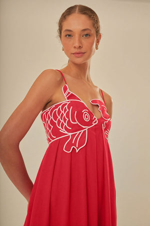 Vestido Largo con Detalle de Pez