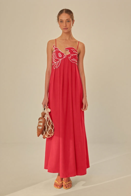 Vestido Largo con Detalle de Pez