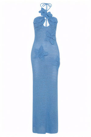 Vestido Halter con Detalles Florales Exquisitos