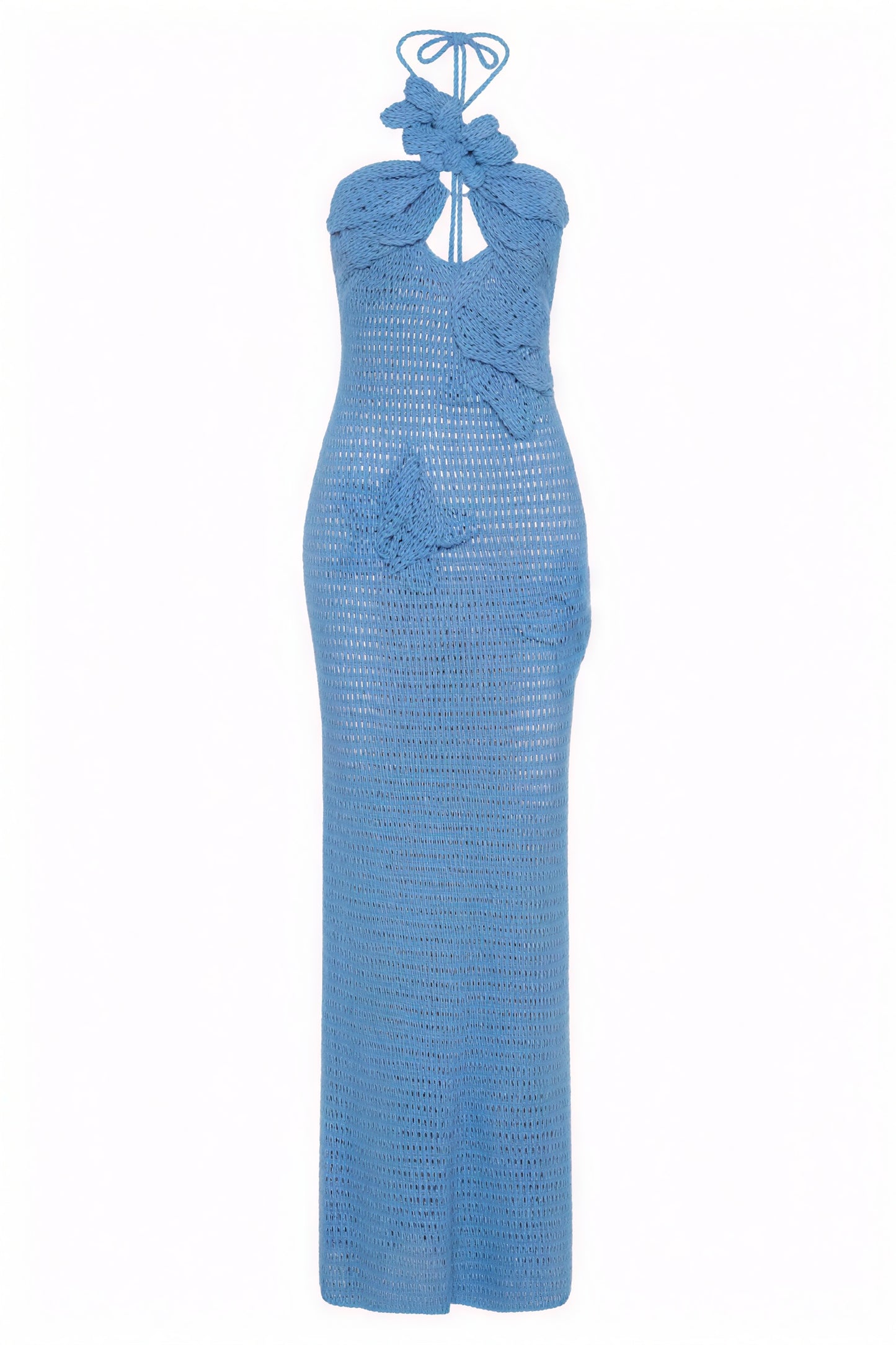 Vestido Halter con Detalles Florales Exquisitos