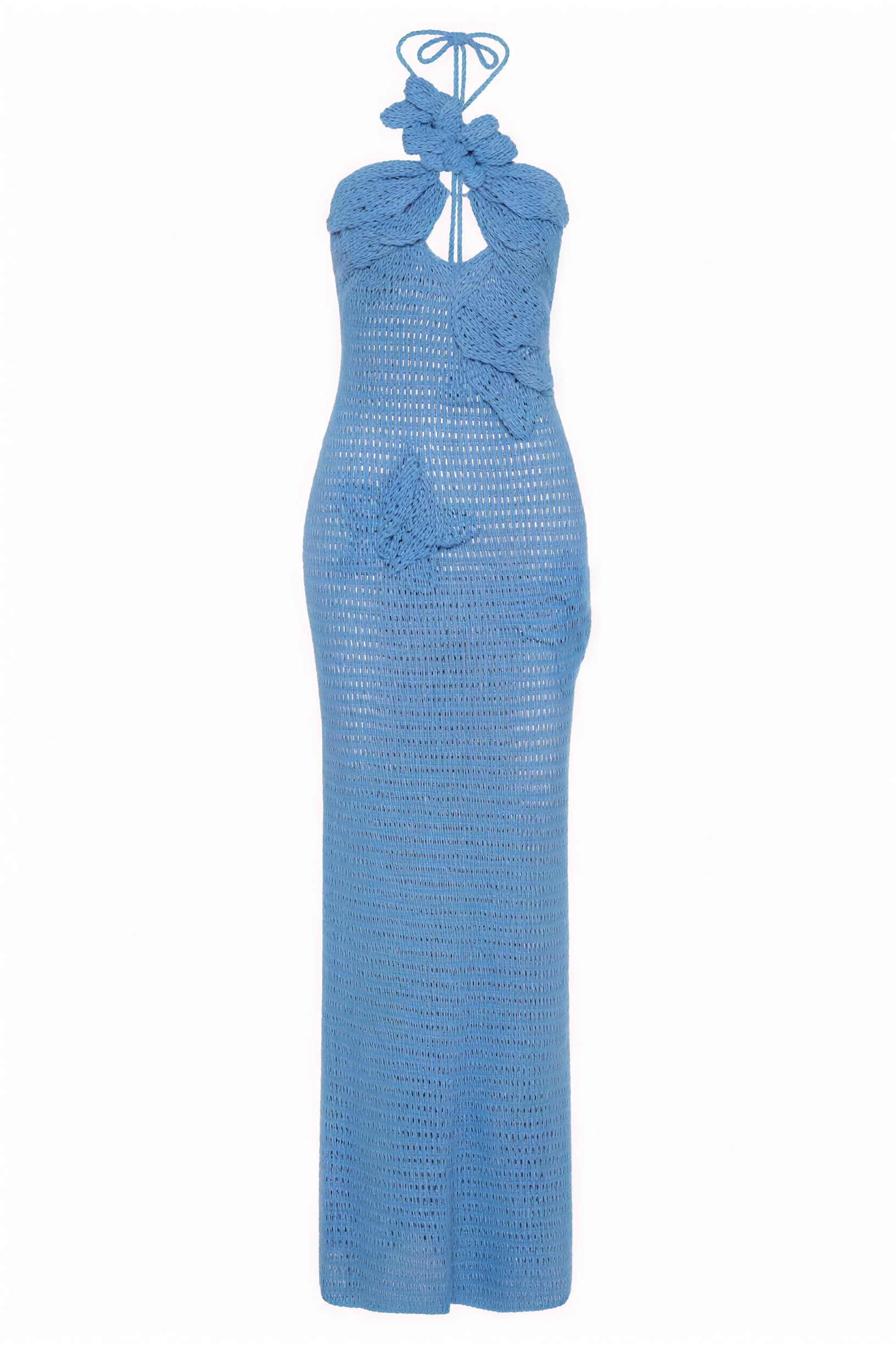 Vestido Halter con Detalles Florales Exquisitos