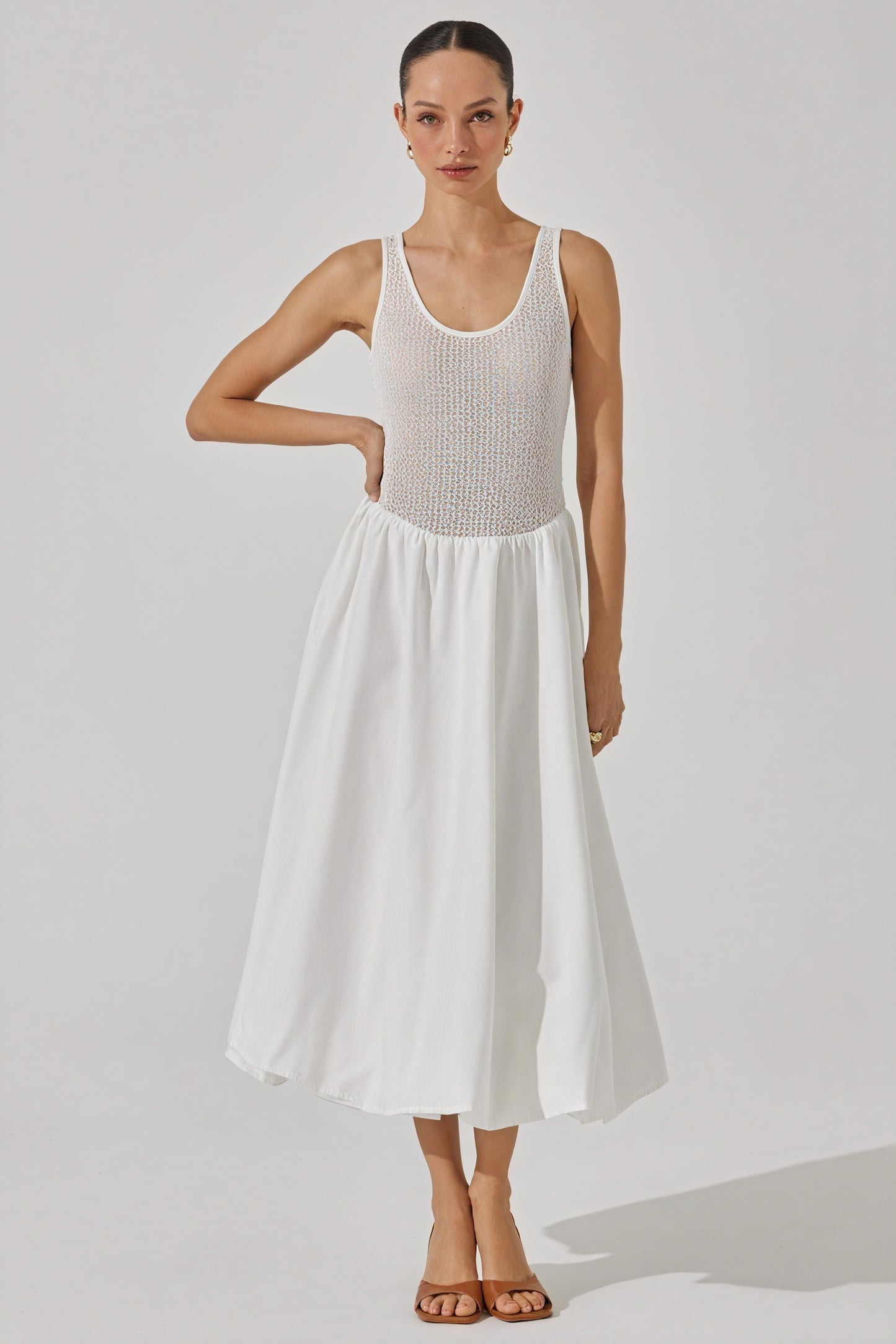 Vestido Midi Texturizado Sin Mangas
