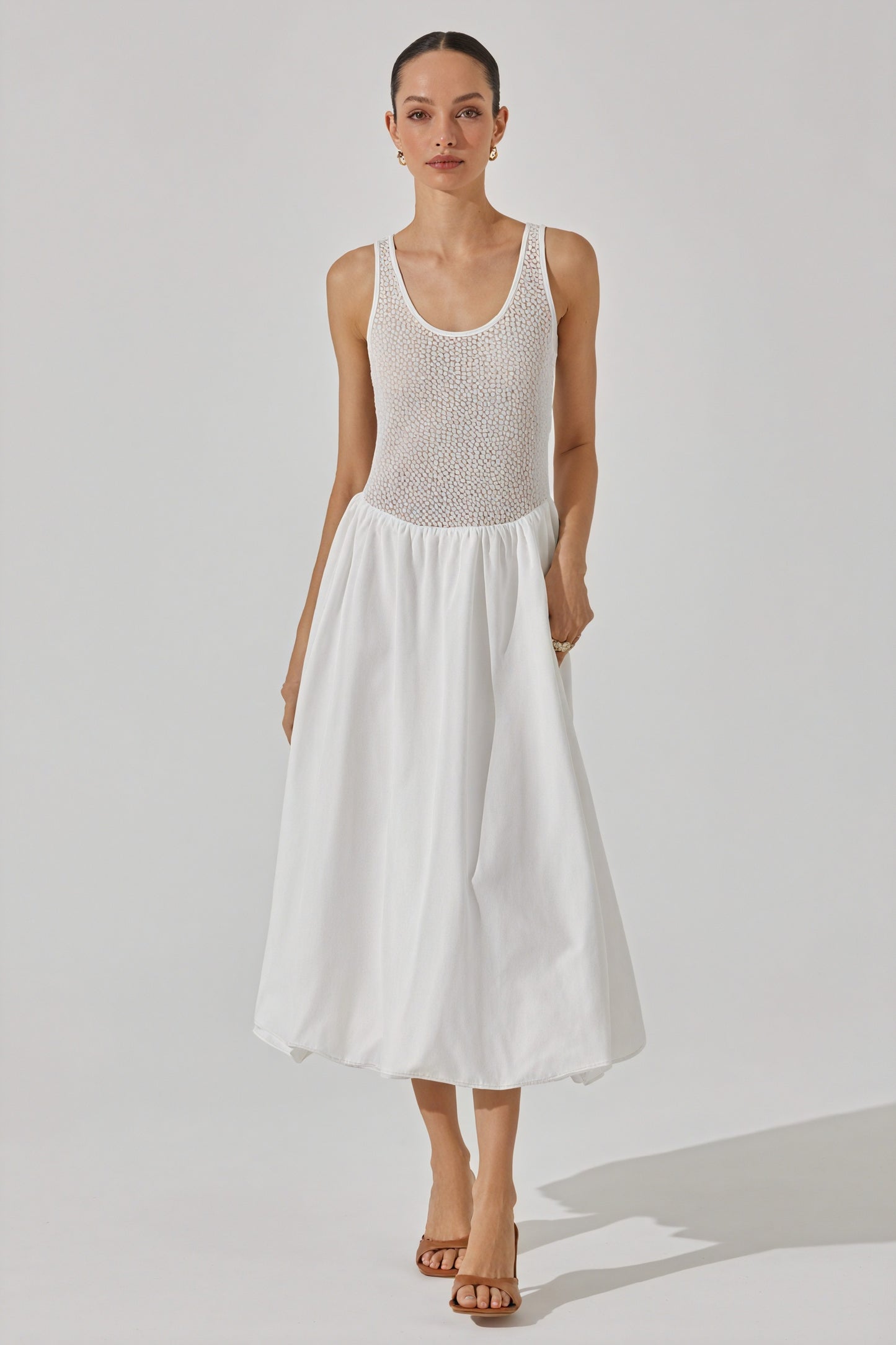 Vestido Midi Texturizado Sin Mangas