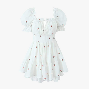 Vestido Romántico con Bordados Frutales