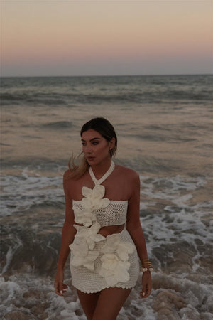 Vestido Crochet Floral Dos Piezas