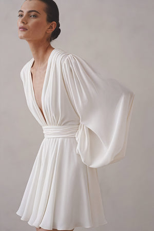 Vestido Fluido con Mangas Abullonadas