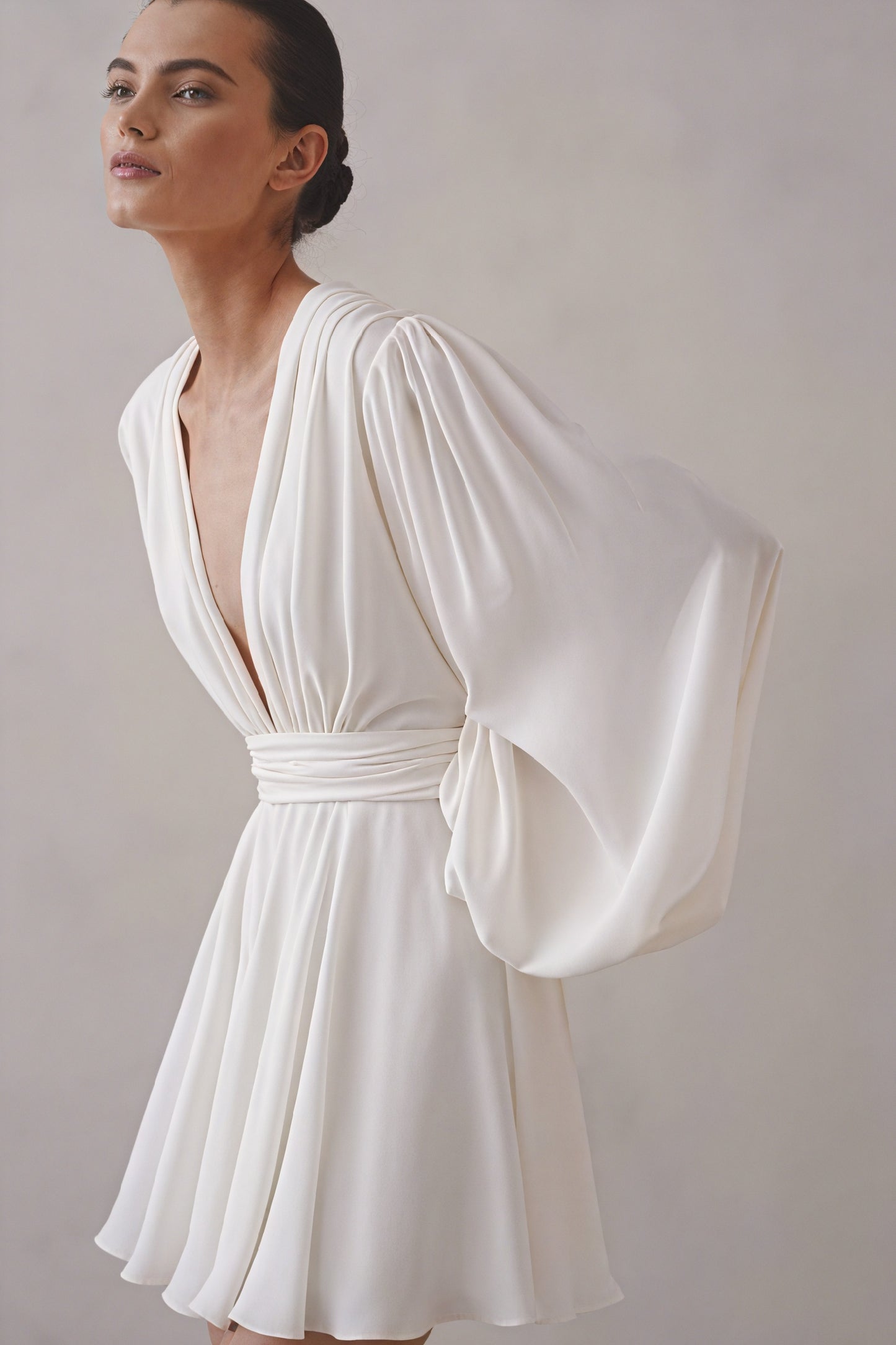 Vestido Fluido con Mangas Abullonadas