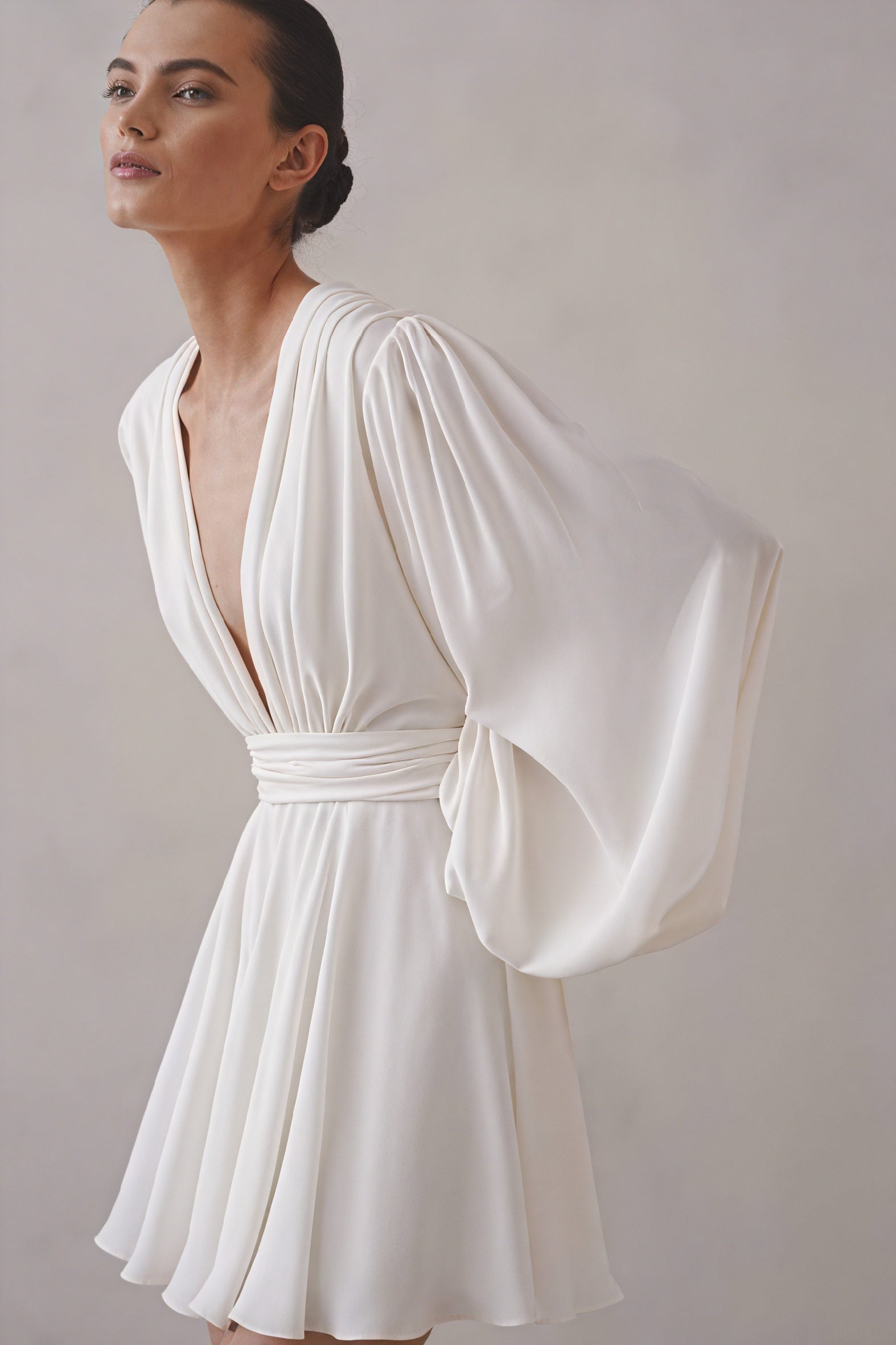 Vestido Fluido con Mangas Abullonadas