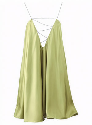 Vestido Mini Fluido con Detalles de Cadena