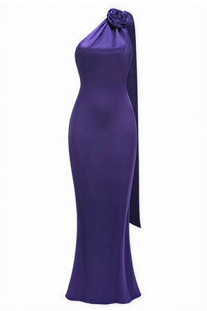 Vestido de Noche con Rosa Escultural