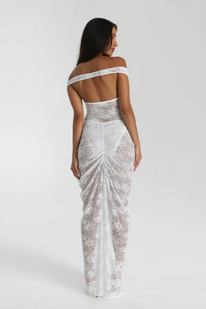 Vestido Maxi Detalle de Encaje y Abertura