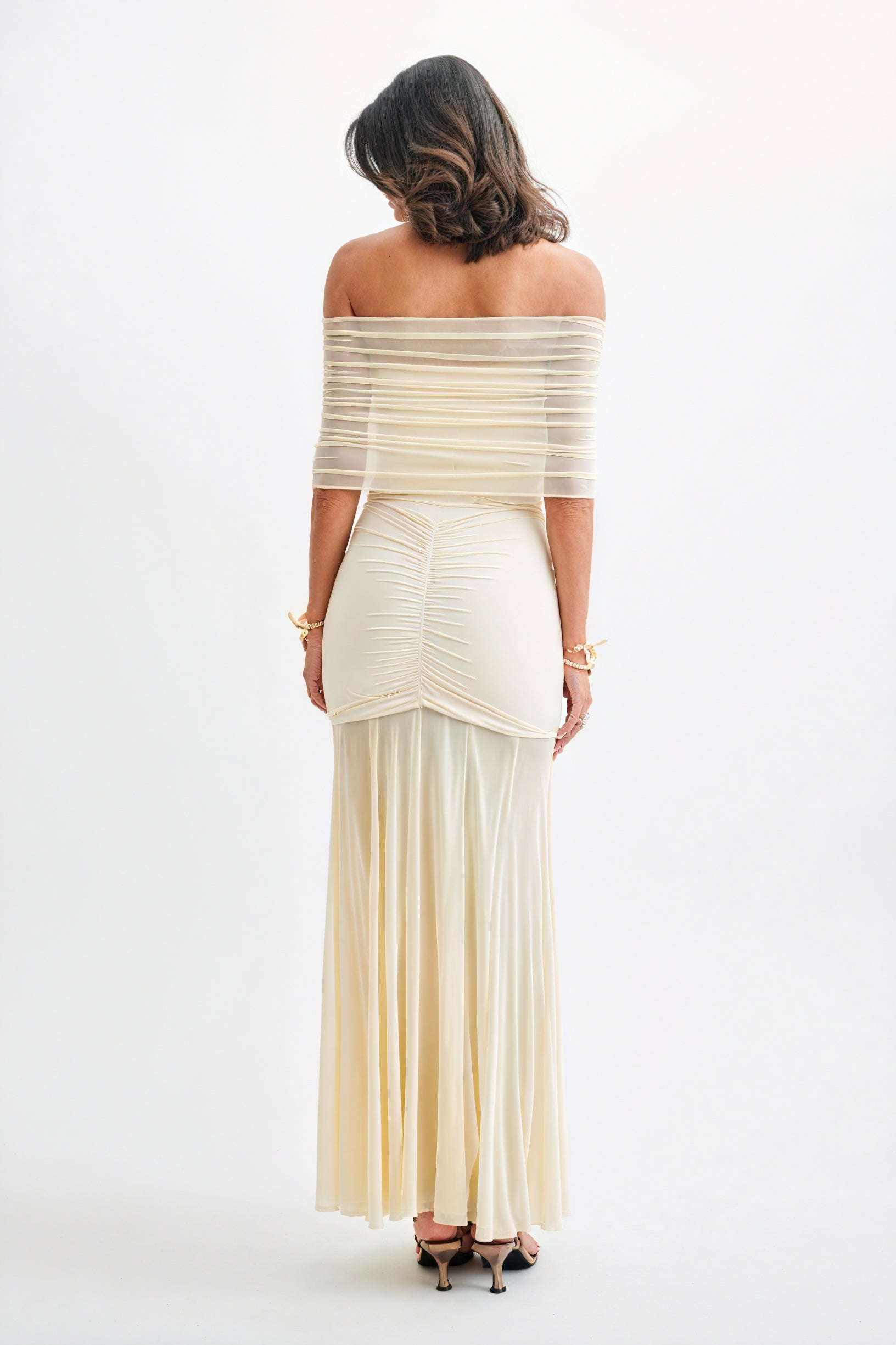 Vestido Maxi Strapless con Detalle Fruncido