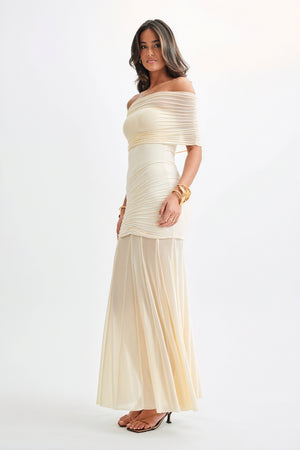 Vestido Maxi Strapless con Detalle Fruncido