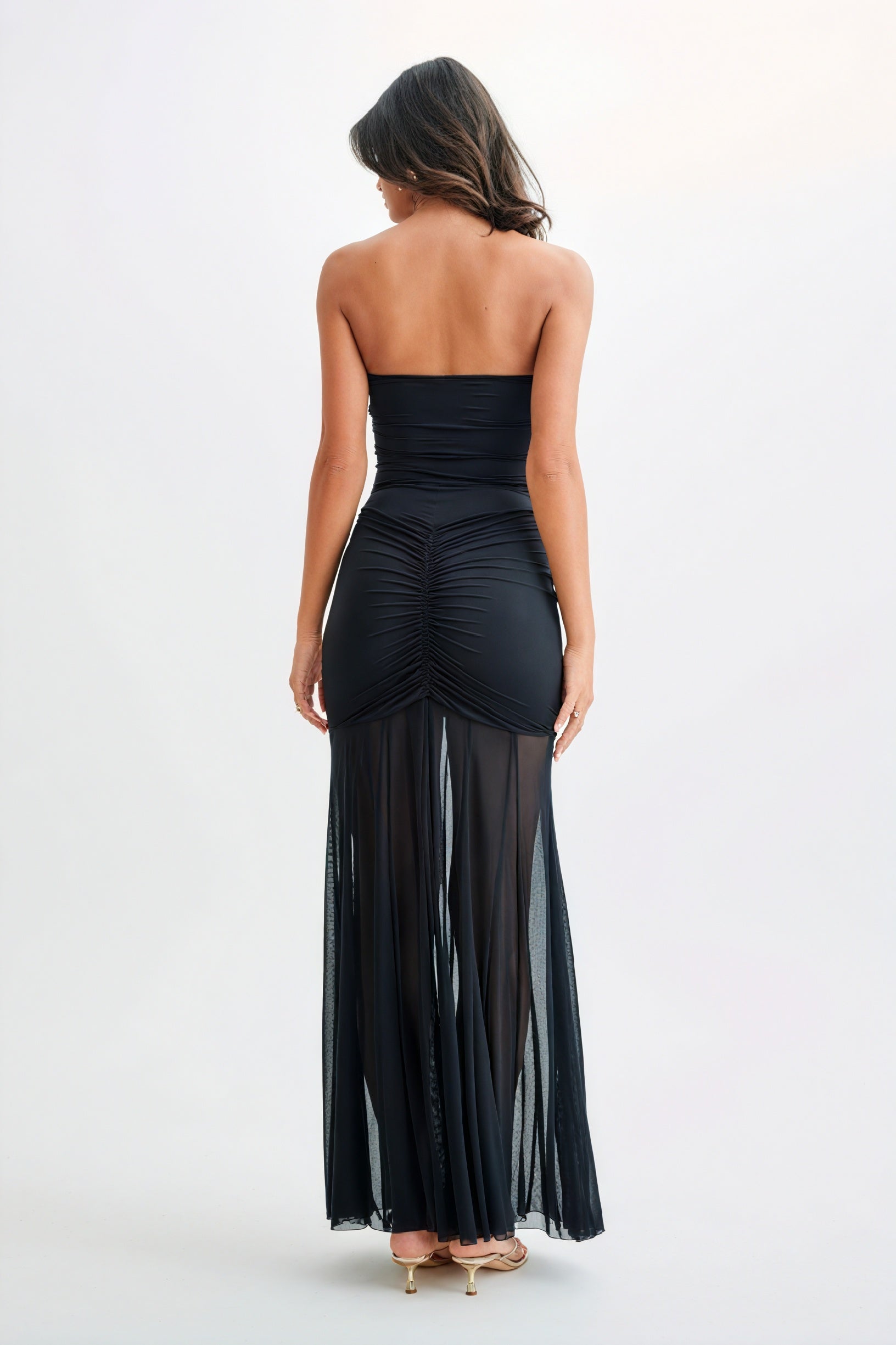 Vestido Maxi Strapless con Detalle Fruncido