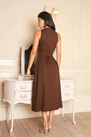 Vestido Midi Botonado con Abertura Delantera