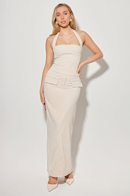 Vestido Halter Minimalista con Bolsillos