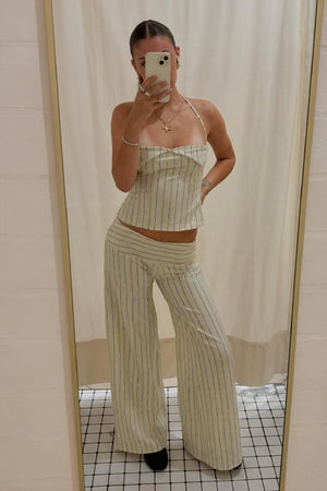Conjunto Rayas: Top Halter y Pantalón Palazzo