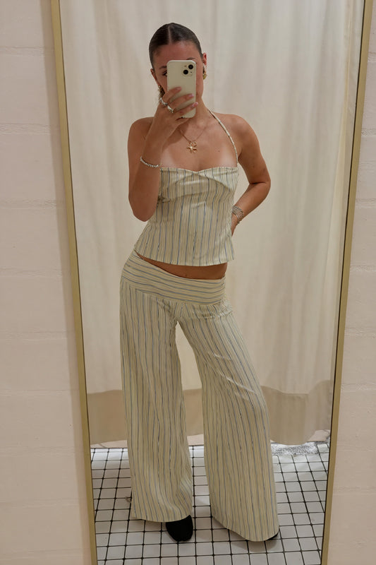 Conjunto Rayas: Top Halter y Pantalón Palazzo