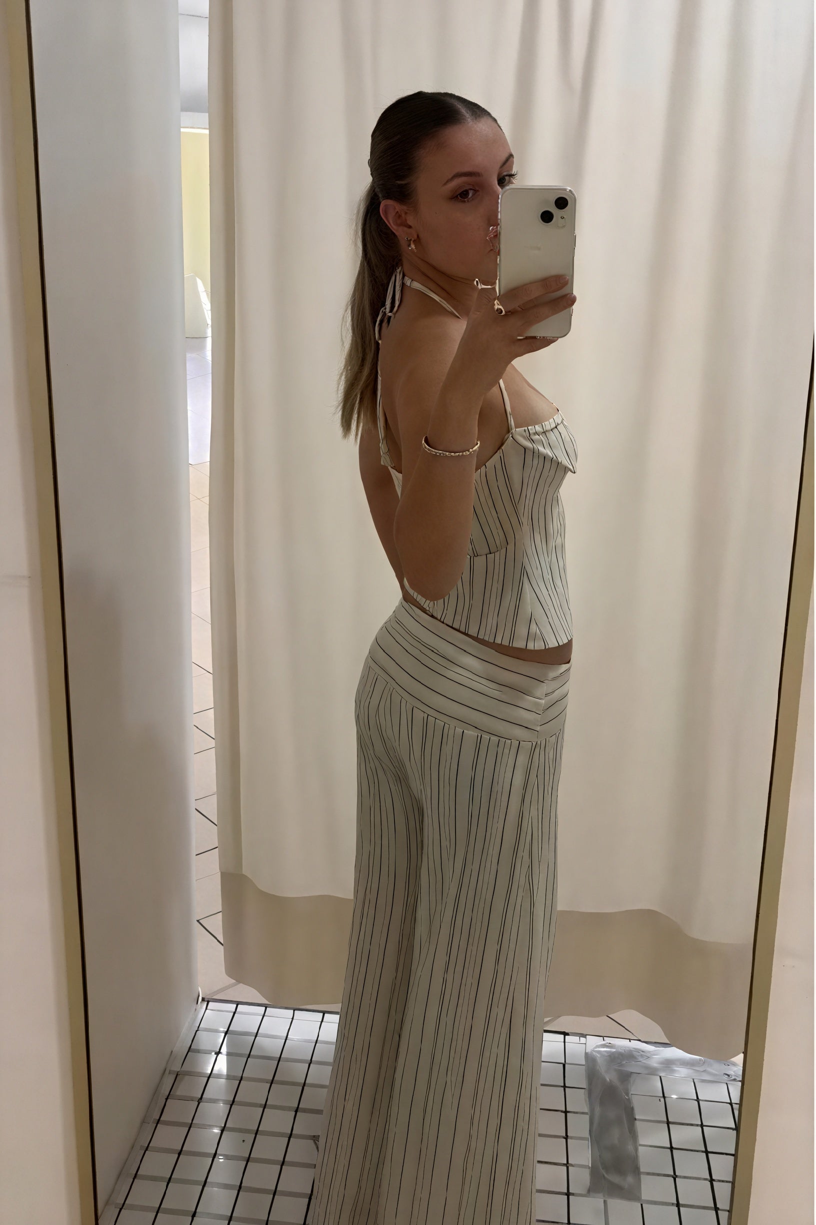 Conjunto Rayas: Top Halter y Pantalón Palazzo