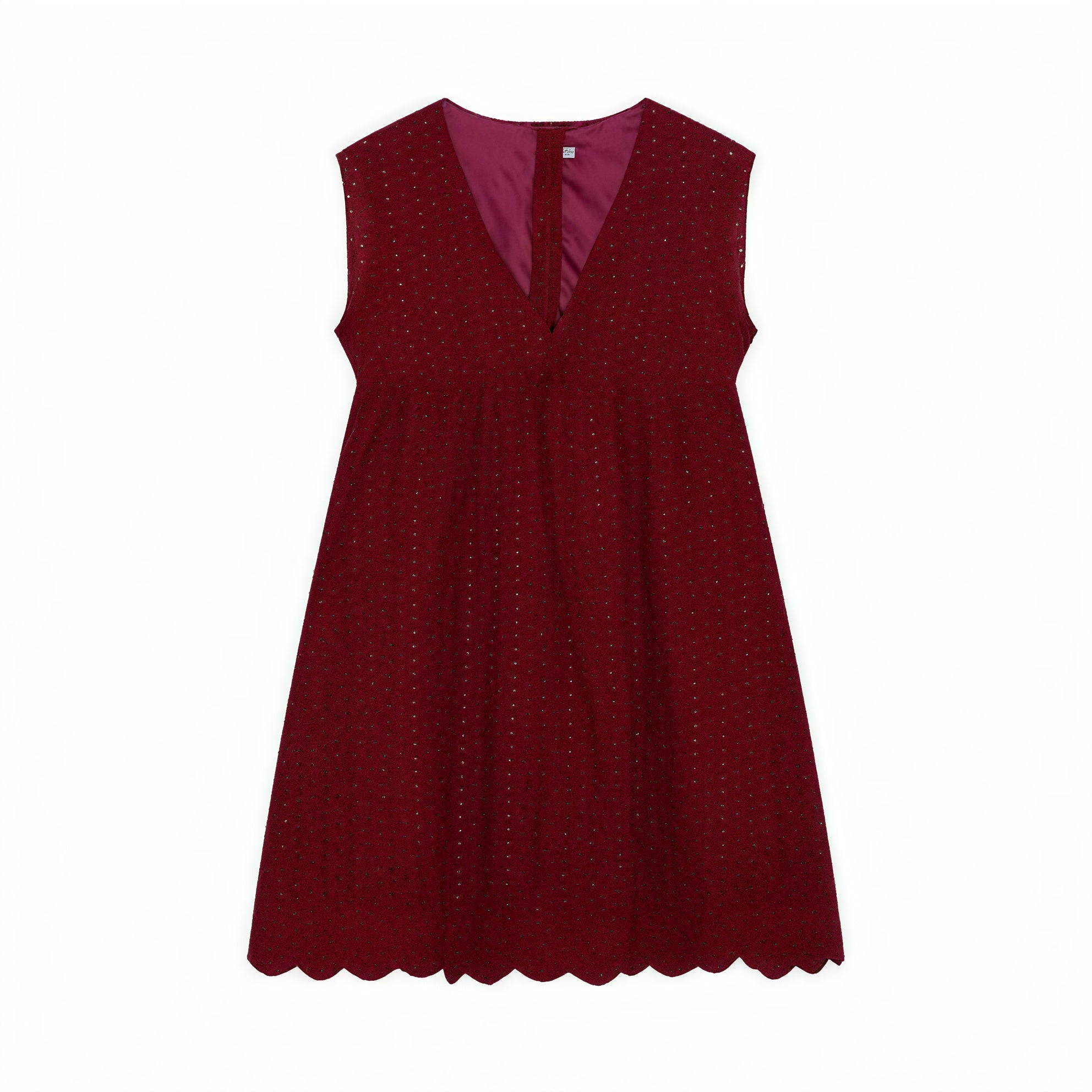 Vestido Perforado Mujer Escote V Bajo Ondulado Sin Mangas Transpirable Verano Elegante-81587-4e947cd6-8ea0-4fcb-9e39-4cc1663ed95a