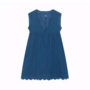 Vestido Perforado Mujer Escote V Bajo Ondulado Sin Mangas Transpirable Verano Elegante-81587-a0b9c8d6-b457-4319-9c53-3303db5ede7b