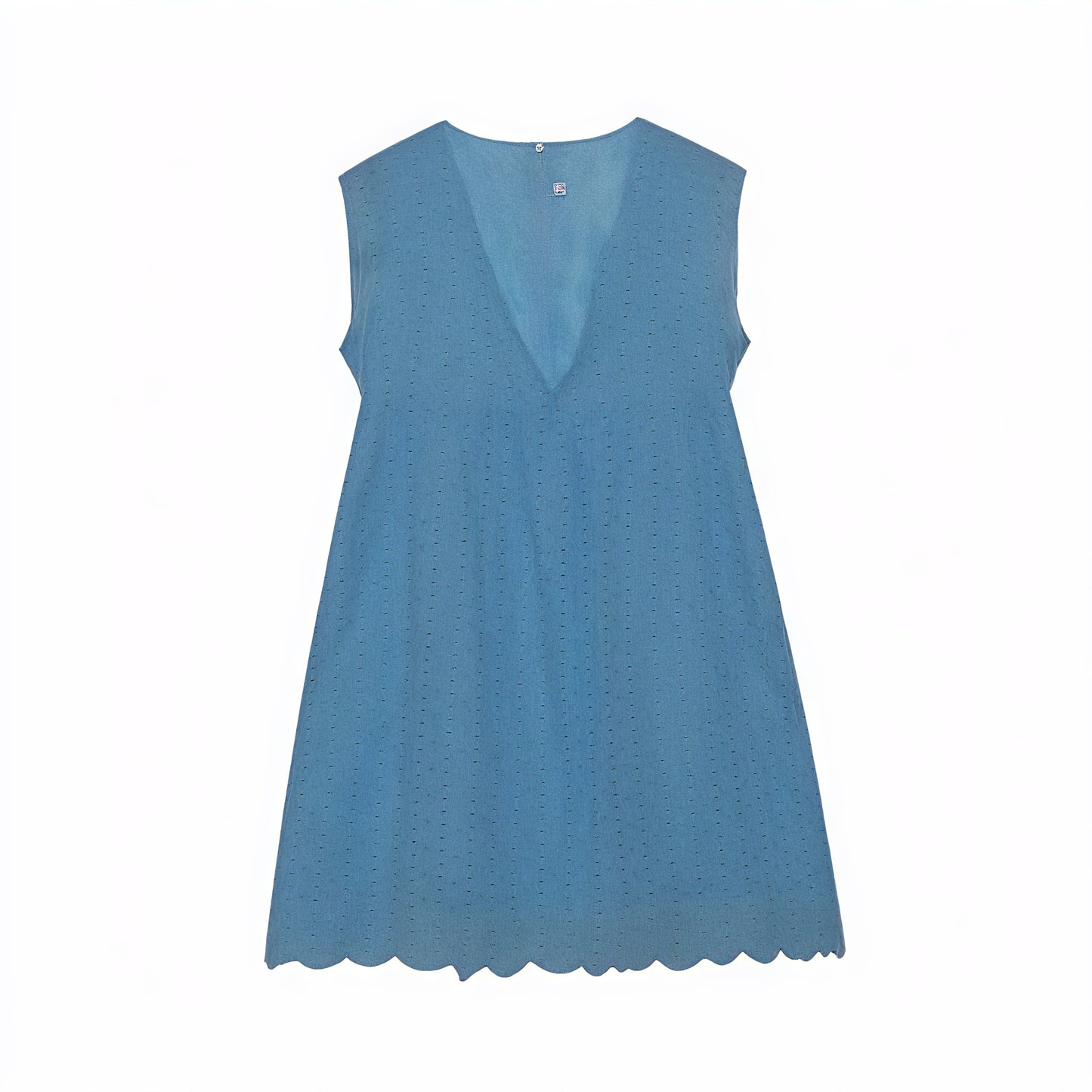 Vestido Perforado Mujer Escote V Bajo Ondulado Sin Mangas Transpirable Verano Elegante-81587-8db61daa-808c-43db-a28b-8318e9009ff2