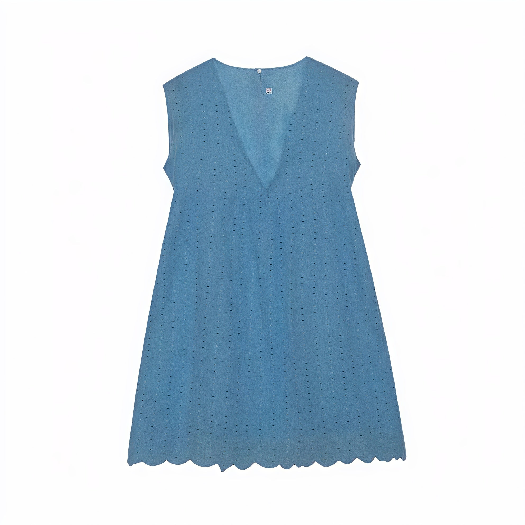 Vestido Perforado Mujer Escote V Bajo Ondulado Sin Mangas Transpirable Verano Elegante-81587-8db61daa-808c-43db-a28b-8318e9009ff2
