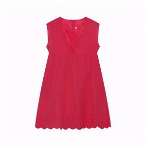 Vestido Perforado Mujer Escote V Bajo Ondulado Sin Mangas Transpirable Verano Elegante-81587-0bc1d5f2-4369-47c5-ba13-095e732b81a6