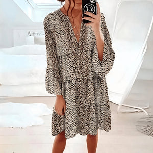 Vestido Mini Fluido con Escote V y Manga Larga, Estampado Animal Versátil para Día y Noche-81612-e27c4f24-9134-45fd-984c-3f7f853326b8