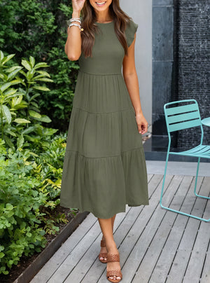 Vestido Fluido de Verano con Falda Escalonada, Mangas de Volantes y Cuello Redondo para Comodidad Diaria-81634-a84ae634-4c35-4d5a-a8f9-593893f0fd25