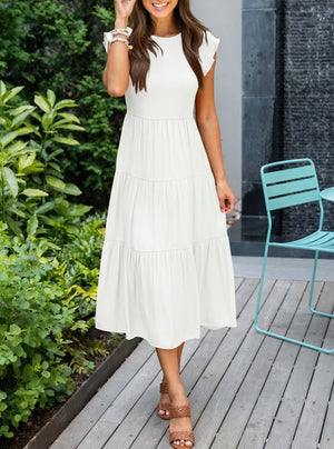 Vestido Fluido de Verano con Falda Escalonada, Mangas de Volantes y Cuello Redondo para Comodidad Diaria-81634-8772daef-4cad-4f74-9bf3-c0775204a319
