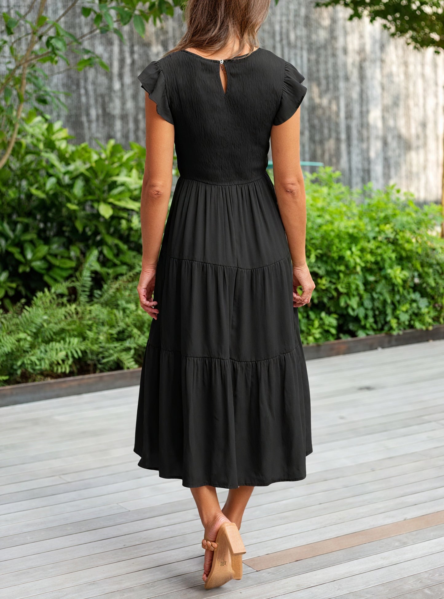 Vestido Fluido de Verano con Falda Escalonada, Mangas de Volantes y Cuello Redondo para Comodidad Diaria-81634-705c99f1-84b5-45f6-8a21-e1f0855866be
