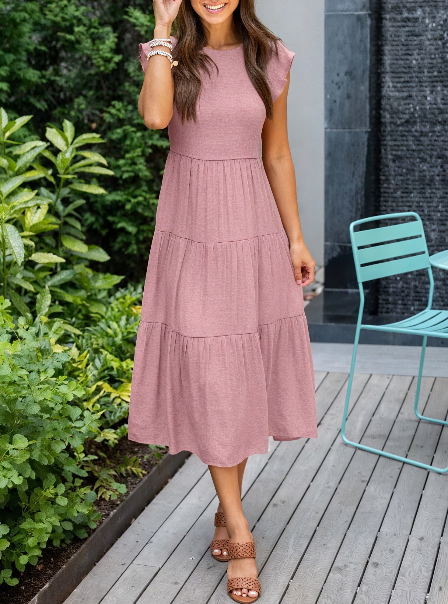 Vestido Fluido de Verano con Falda Escalonada, Mangas de Volantes y Cuello Redondo para Comodidad Diaria-81634-707bab96-971a-4f96-a0e9-1b1aec4b4532