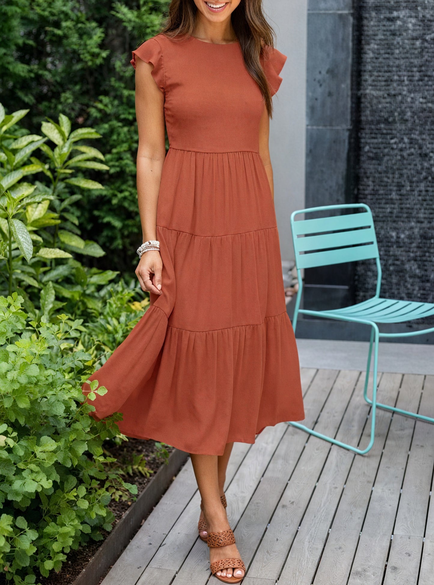 Vestido Fluido de Verano con Falda Escalonada, Mangas de Volantes y Cuello Redondo para Comodidad Diaria-81634-8e03cd1e-71d2-46da-9a94-51f0a40e87a1