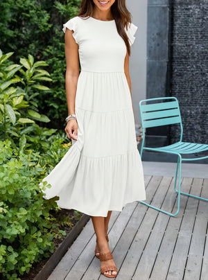 Vestido Fluido de Verano con Falda Escalonada, Mangas de Volantes y Cuello Redondo para Comodidad Diaria-81634-6d66f1ce-ccf4-43cc-ba96-0b5d92763611