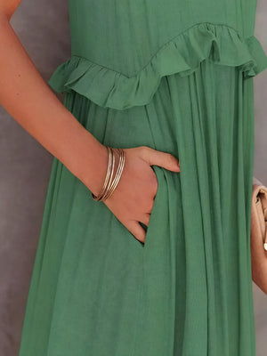 Vestido Maxi Halter con Volantes, Diseño Fluido y Tejido Ligero para Verano Casual y Elegancia Despreocupada-81649-98b34644-83a5-4cea-9e56-fa84022ece9e