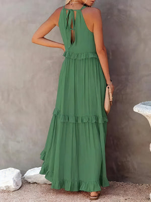Vestido Maxi Halter con Volantes, Diseño Fluido y Tejido Ligero para Verano Casual y Elegancia Despreocupada-81649-36579b3a-24f6-49ff-be44-95d5a62b1228