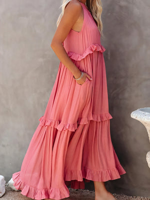 Vestido Maxi Halter con Volantes, Diseño Fluido y Tejido Ligero para Verano Casual y Elegancia Despreocupada-81649-7cf9329f-c32d-4996-b580-d34bebd31432
