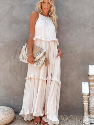 Vestido Maxi Halter con Volantes, Diseño Fluido y Tejido Ligero para Verano Casual y Elegancia Despreocupada-81649-93b7cfae-a9b6-4602-ac0c-c7aa3d958d32