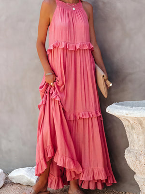 Vestido Maxi Halter con Volantes, Diseño Fluido y Tejido Ligero para Verano Casual y Elegancia Despreocupada-81649-151f53af-c888-413b-b190-900fa9c62e87