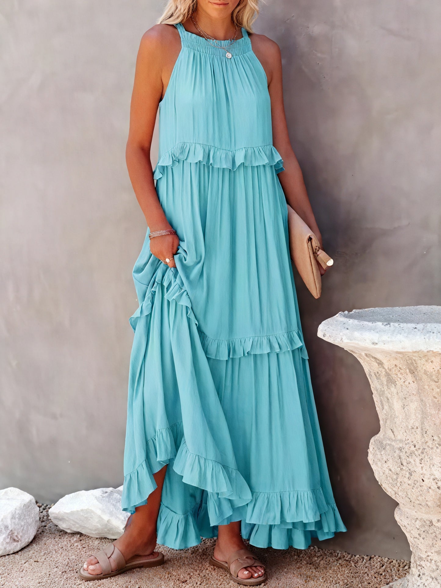 Vestido Maxi Halter con Volantes, Diseño Fluido y Tejido Ligero para Verano Casual y Elegancia Despreocupada-81649-bd97371b-223f-4581-81df-40737e23d899
