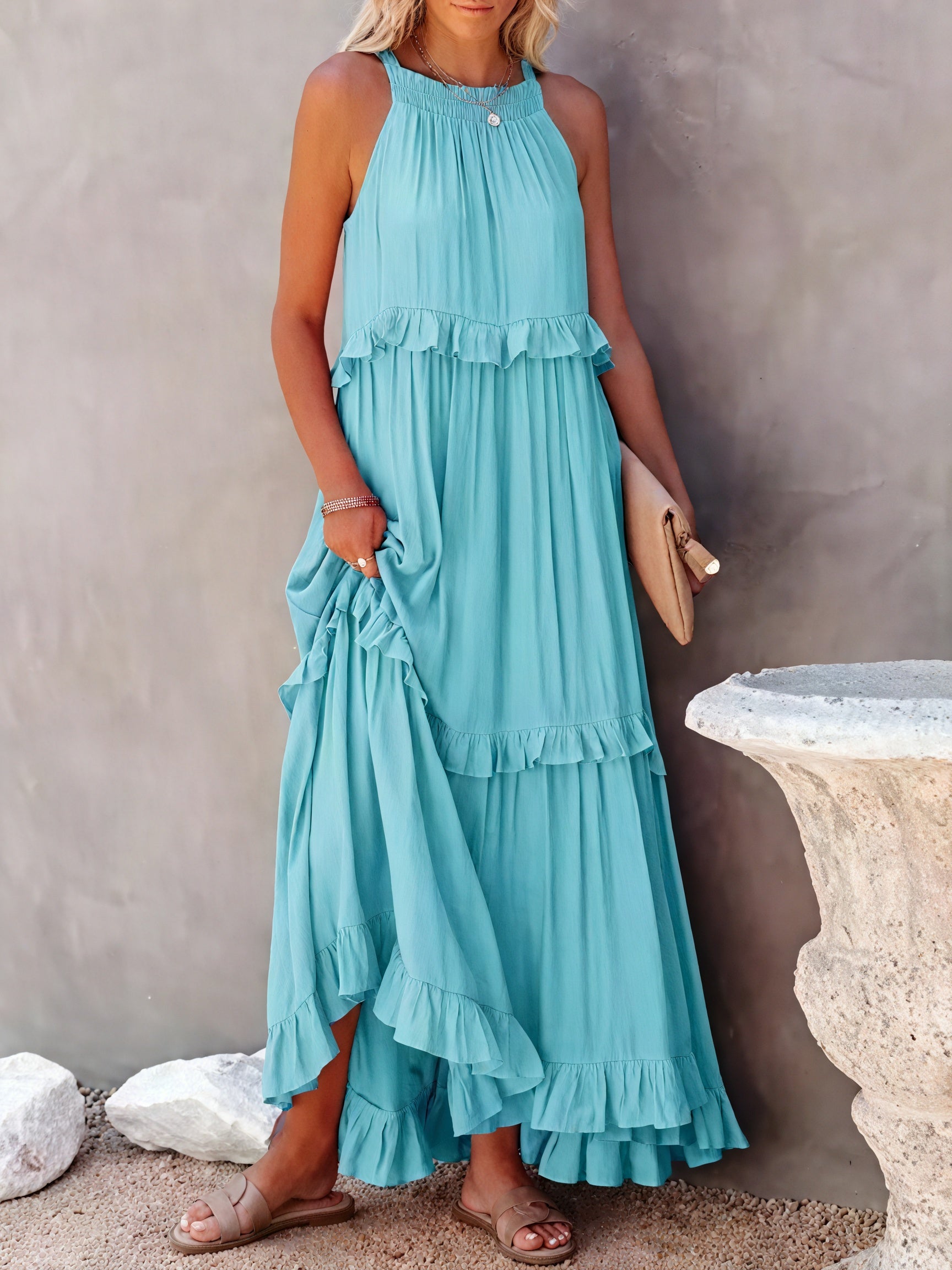 Vestido Maxi Halter con Volantes, Diseño Fluido y Tejido Ligero para Verano Casual y Elegancia Despreocupada-81649-bd97371b-223f-4581-81df-40737e23d899