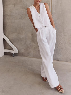 Conjunto Sofisticado: Chaleco y Pantalón de Pierna Ancha